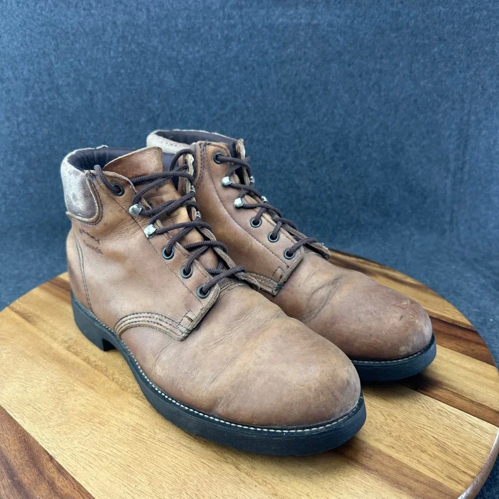Vtg Georgia Boot Carbo Tec Mens Brown Leather Work Boots Sz 11 Made in USA